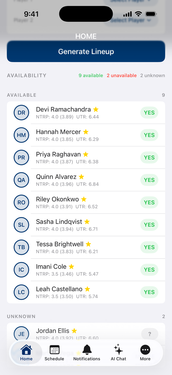 Live availability board with one-tap requests