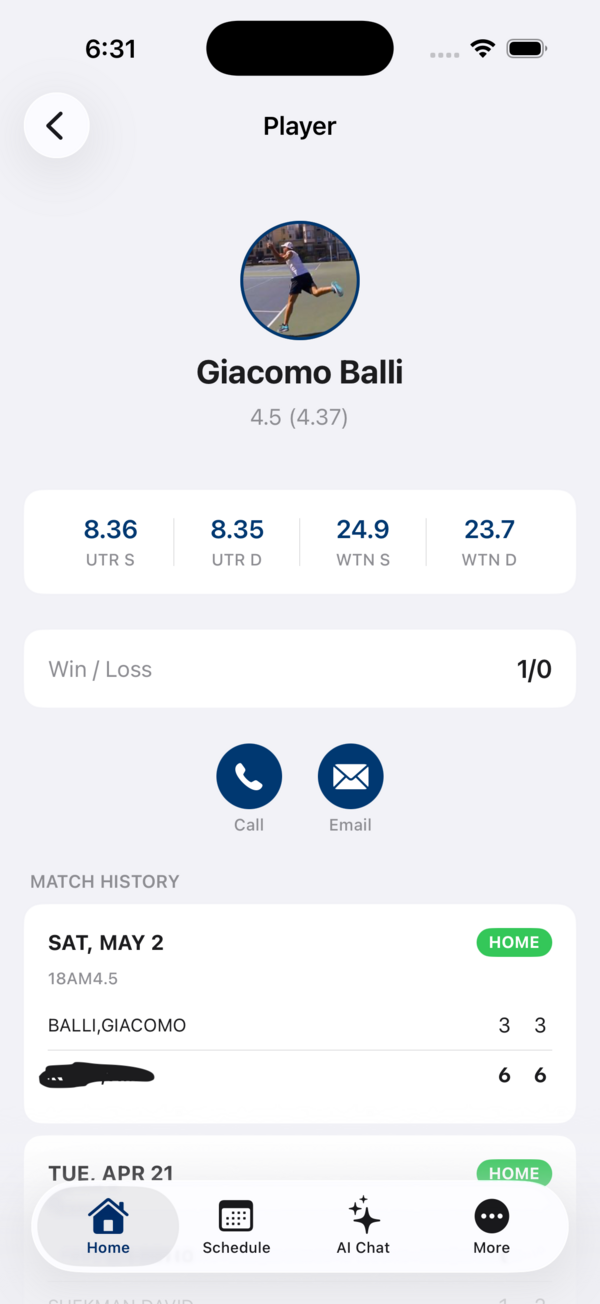 Player Profile View